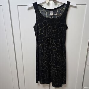 Knapp Studio California Dress Womens Small Black Green Animal‎ Print Stretch